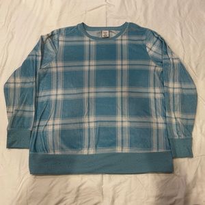 Blue Plaid Fluffy Sleep Shirt